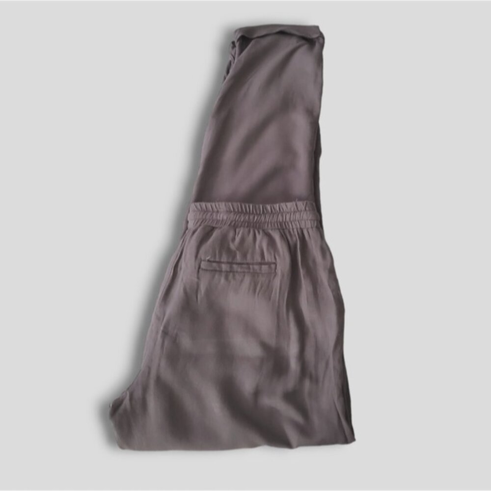 Taupe Grey Linen Drawstring Lounge Pants